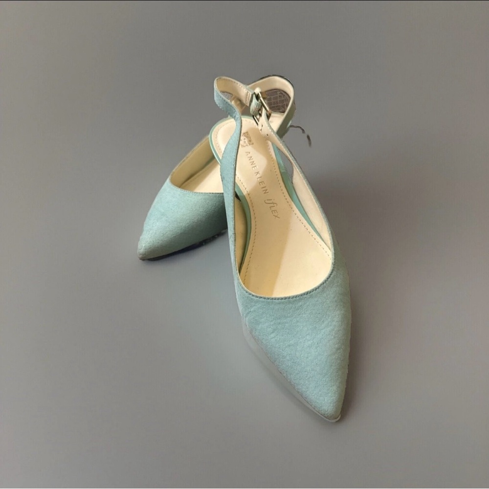 Anne Klein Mint Green Pointed Toe Slingback Heels - Picture 15 of 16